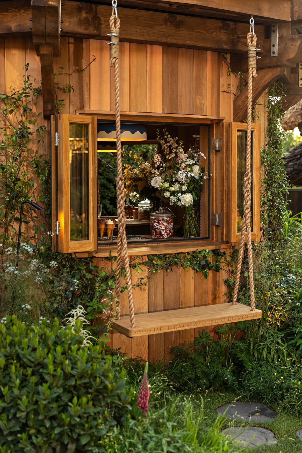 Window Close-up - The Botanical Treehouse designed by Blue Forest and Randle Siddeley for the 2024 RHS Chelsea Flower Show